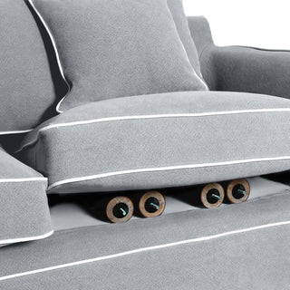 Noosa Hamptons 2 Seat Sofa Grey W/White Piping - Preorder