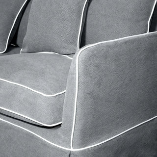 Noosa Hamptons 2 Seat Sofa Grey W/White Piping - Preorder