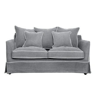 Noosa Hamptons 2 Seat Sofa Grey W/White Piping - Preorder