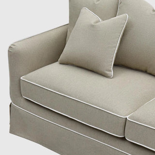 Noosa Hamptons 2 Seat Sofa Natural W/White Piping - Preorder