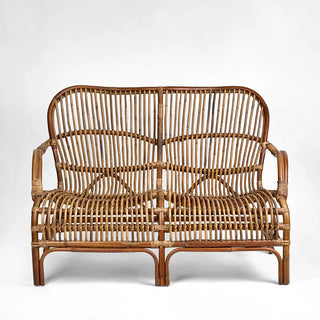 Seville Rattan Two Seater Antique Armchair
