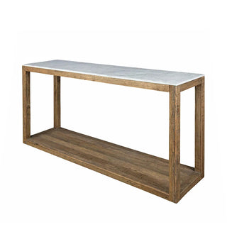 Denver Aveyron Marble Topped Oak Timber Console Table, 150cm, Natural