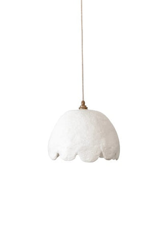 Scalloped Pendant Light - White - Tall Medium