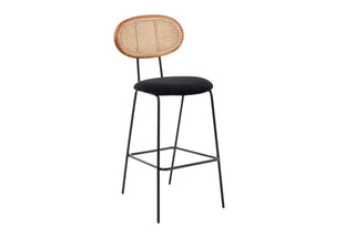 Betty Rattan Velvet Bar Stool